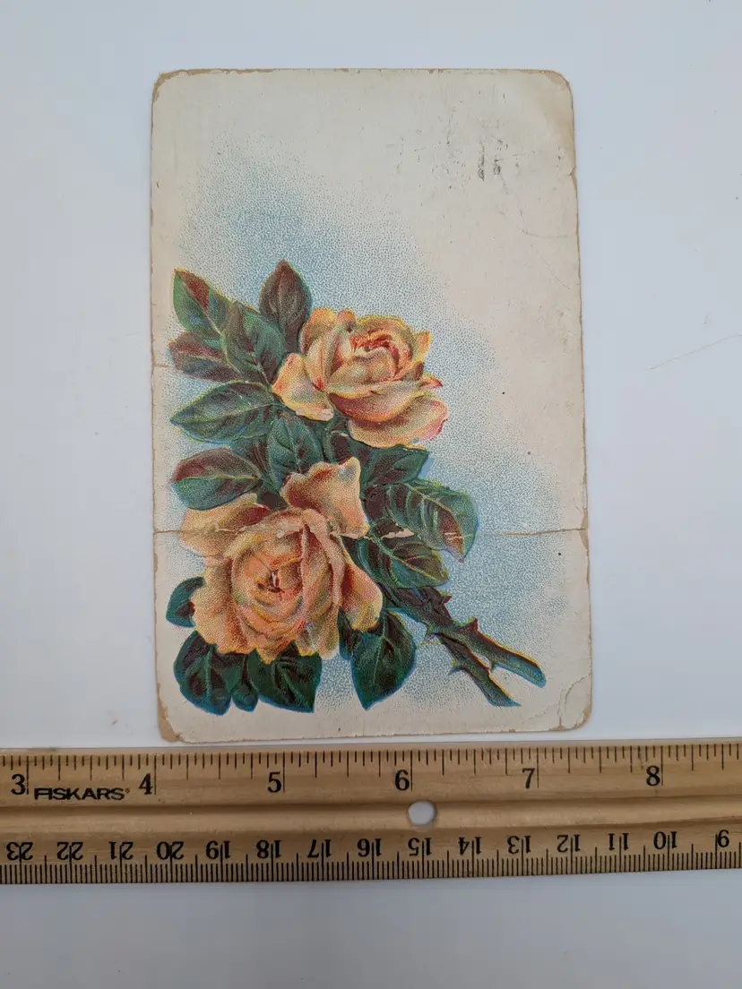 E125. Embossed yellow flowers antique Postcard Postmarked 191?? Made in Germany
