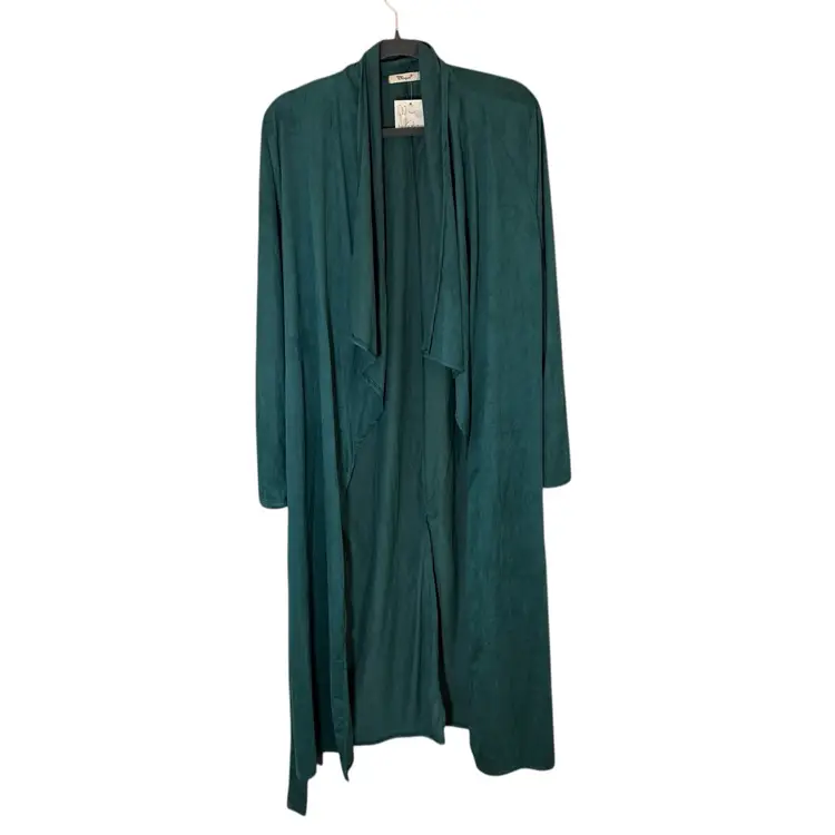 New Whisper Boutique Long Line Duster Cardigan Kimono Cover Up Robe Green XL