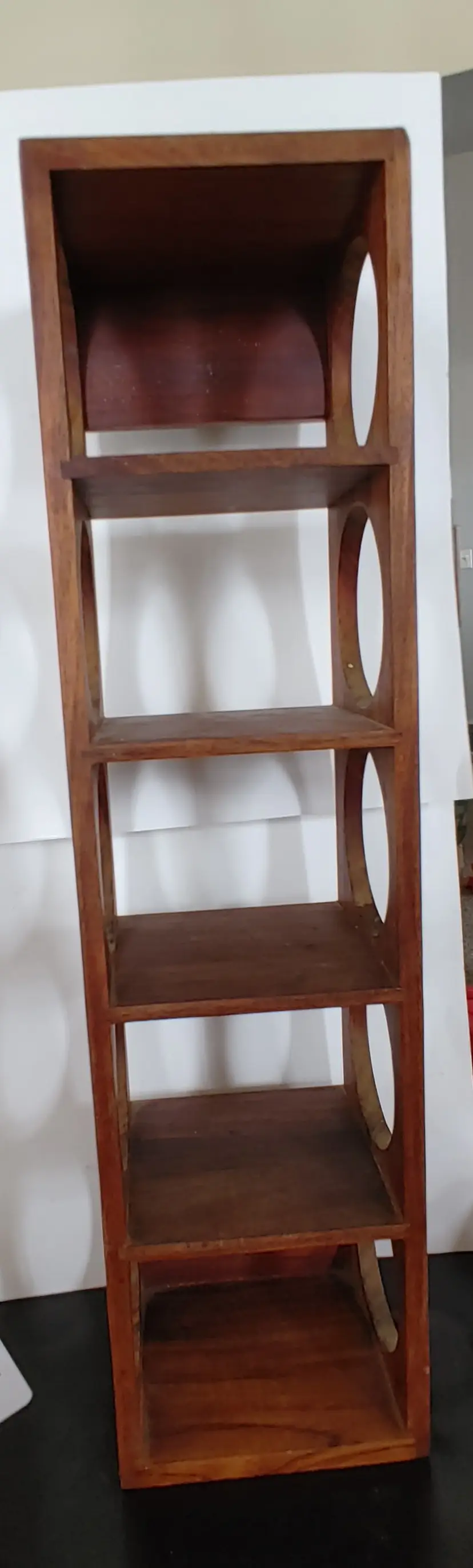 Wood Wine Rack or Rolling Pin Holder. From Crate & Barrel. Made in India. 21 inches high.