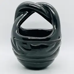 Native American Santa Clara Avanyu Pottery Basket Signed by Celes & Evelyn Tafoya