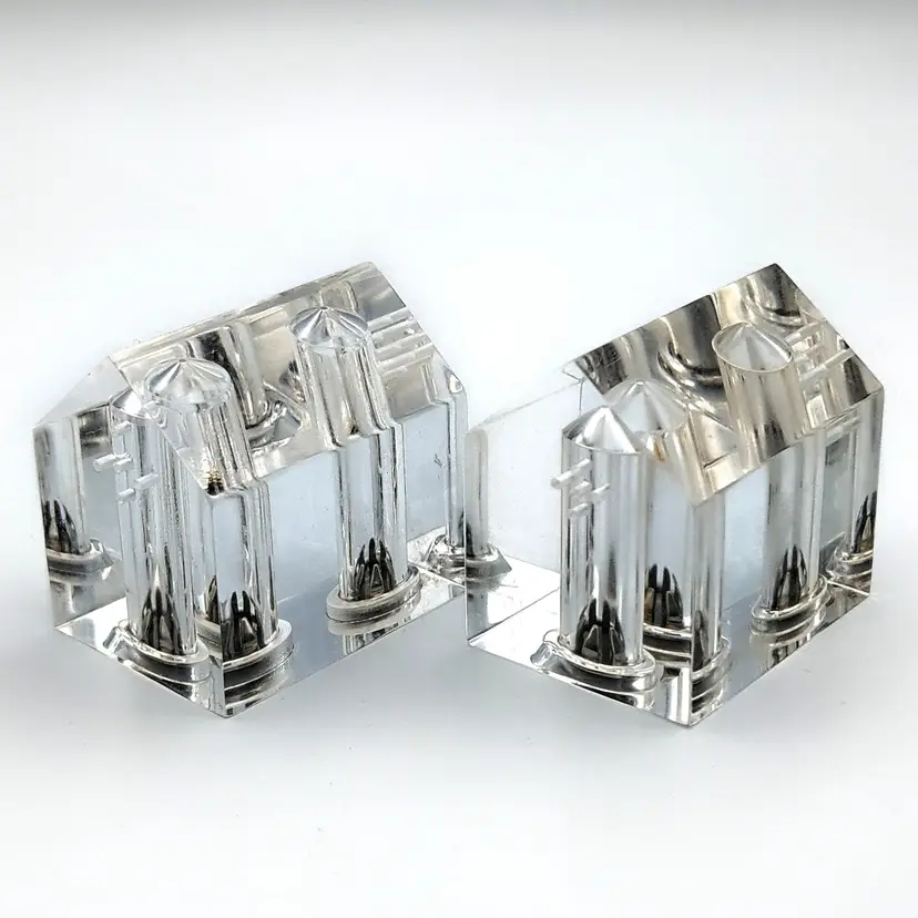 Vtg Acrylic Lucite House Shaped Salt and Pepper Shakers Set Of 2 Never Used