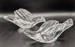 Gorham W Germany Lead Crystal Peace Dove Taper Candleholders Set of 2