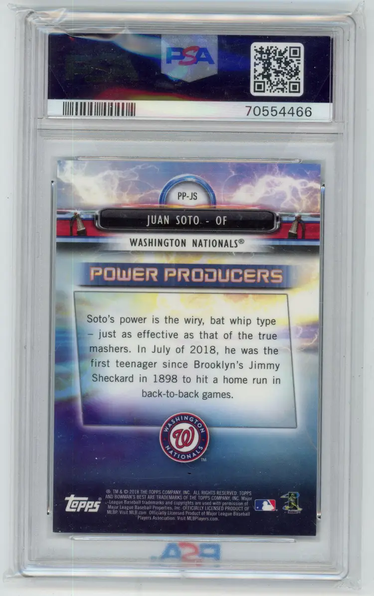 2018 Bowman's Best JUAN SOTO Power Producers RC Atomic Refractor PSA 10 #PPJS