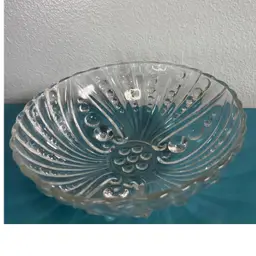 Vintage Anchor Hocking "Burple" Clear Glass Footed Serving Bowl
