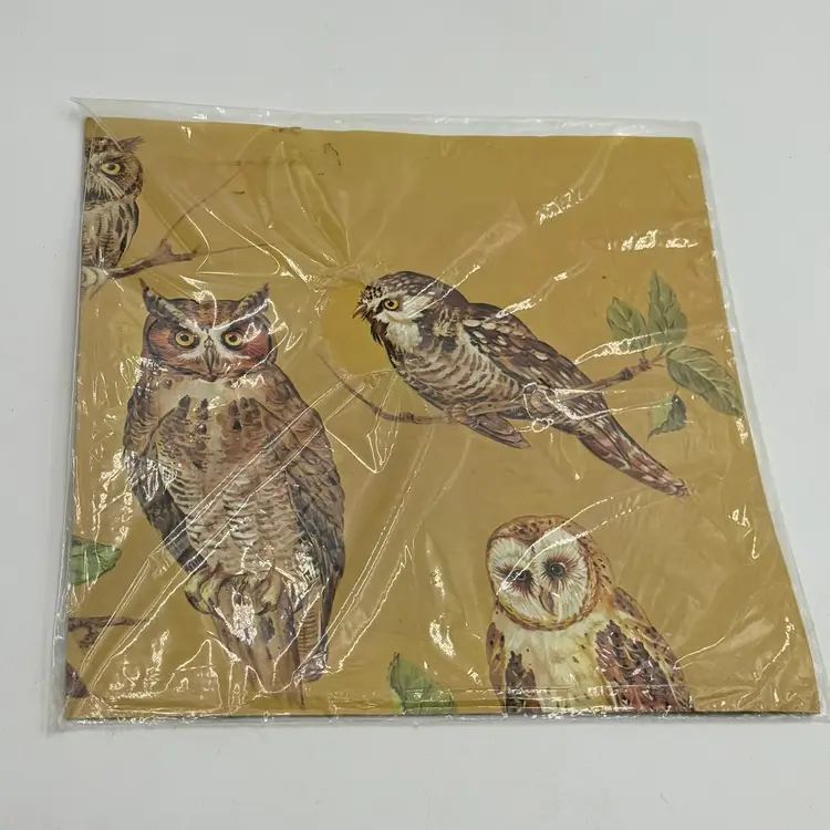 Red Farm Studio Vintage 1970s Owl Wrapping Paper Two Sheets 29”x 20” New Old Stock