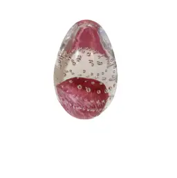 VM Studio USA Pink Controlled Bubbles Drop Center Signed Dragons Egg Paperweight - 2”