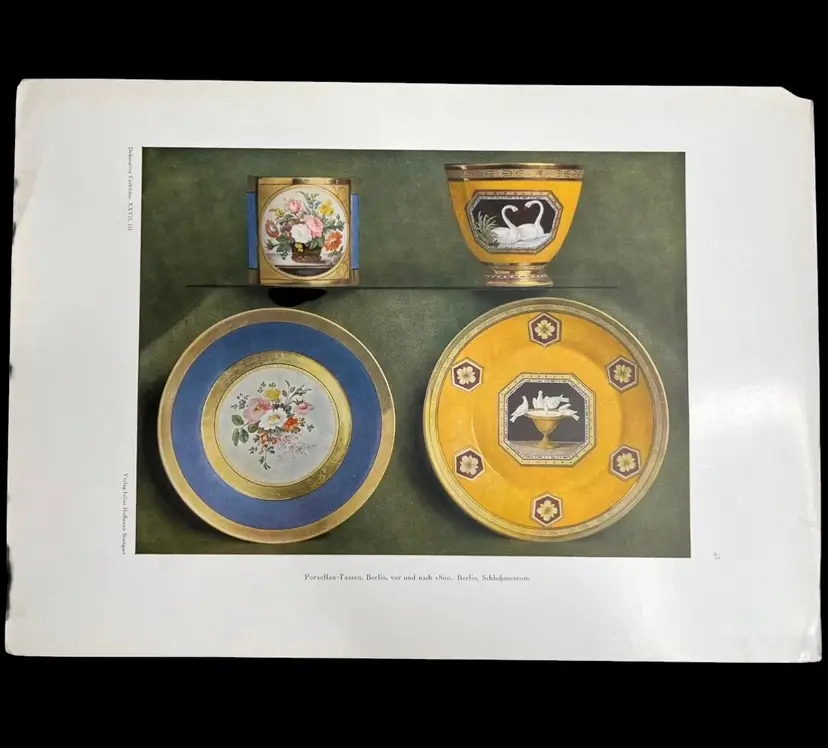 Antique Print German Porcelain Cups Berlin 1800 Dekorative Vorbilder XXVII