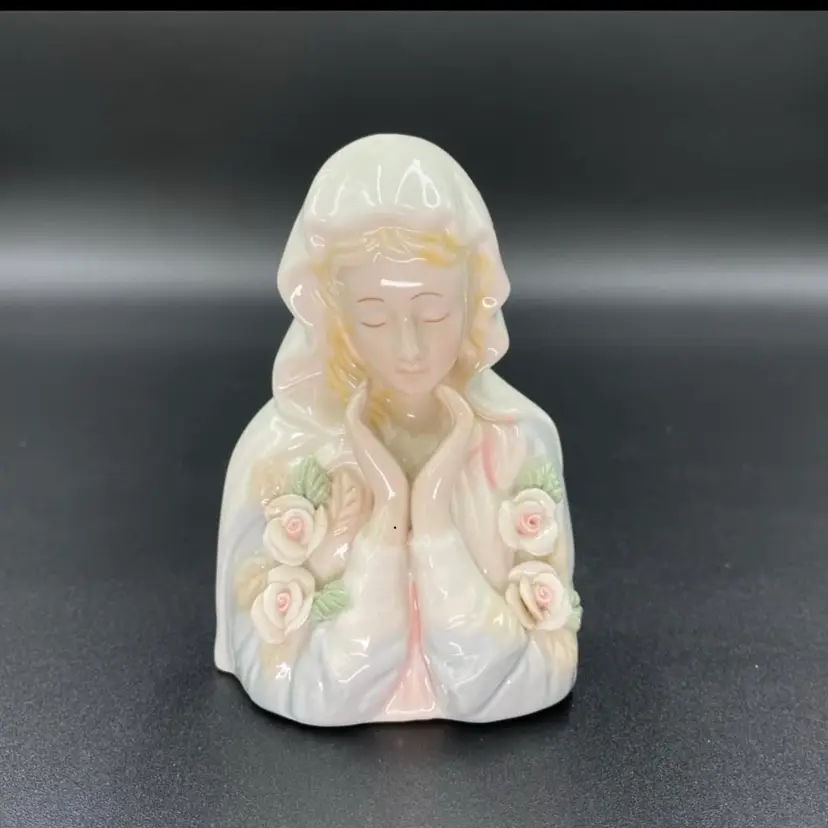 Virgin Mary Madonna Porcelain Bust Religious Figurine