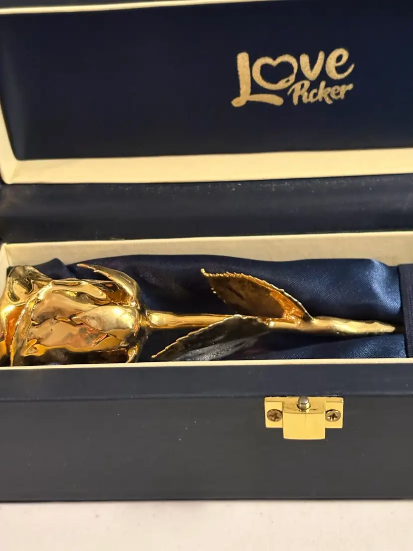 24k Gold Dipped Rose Love Picker Display Case