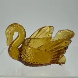 Vintage Mosser, Cambridge Glass, Amber Swan Salt Cellar