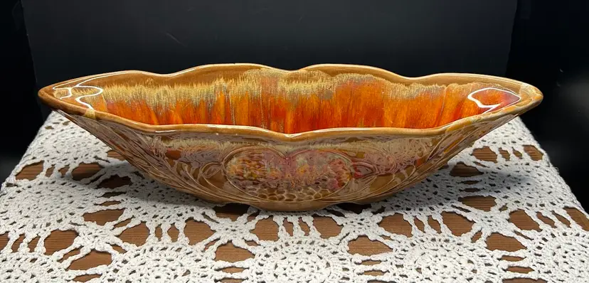 Vintage California Original #769 Orange, Browns, Reds, Rusts. Oblong Planter 13x4x3