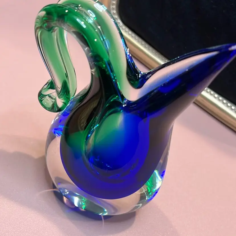 Mid-Century Murano Sommerso glass vase in blue and green