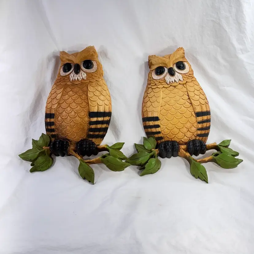 Pair Of Homco Owl Wall Hangers