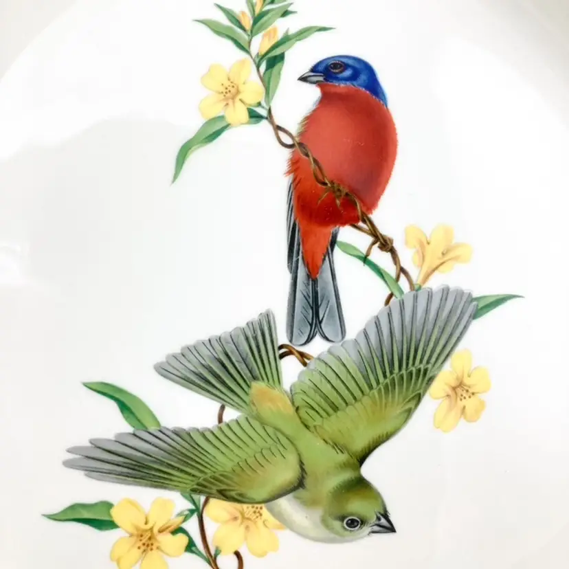 Painted Buntings Collector Plate Syracuse China American Song Birds Gilded edge