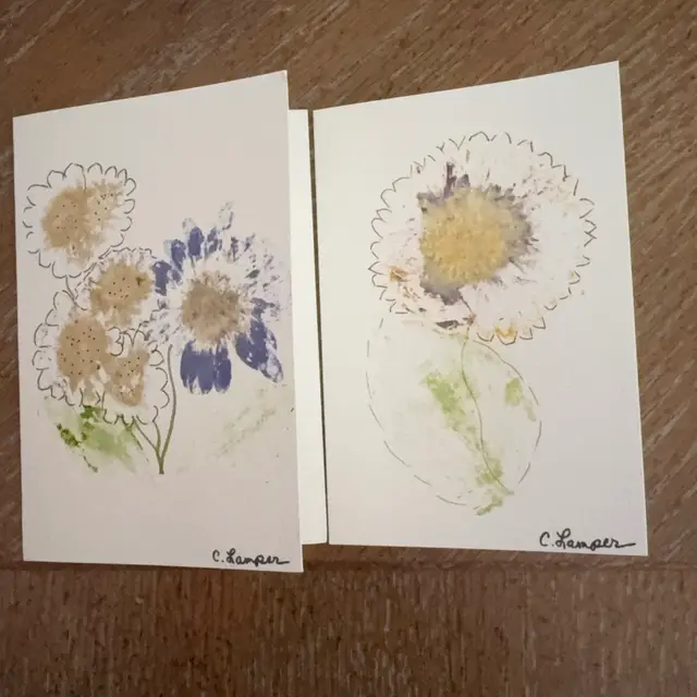 Set Of 2 - Flower Pounding Notecards - Made By Me