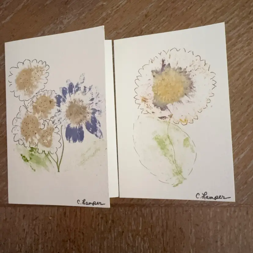 Set Of 2 - Flower Pounding Notecards - Made By Me