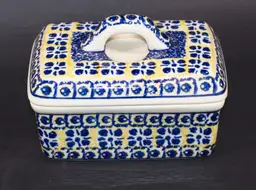 Polish Boleslawiec Pottery Covered Butter Tub by Ceramika Artystyczna Hand Made