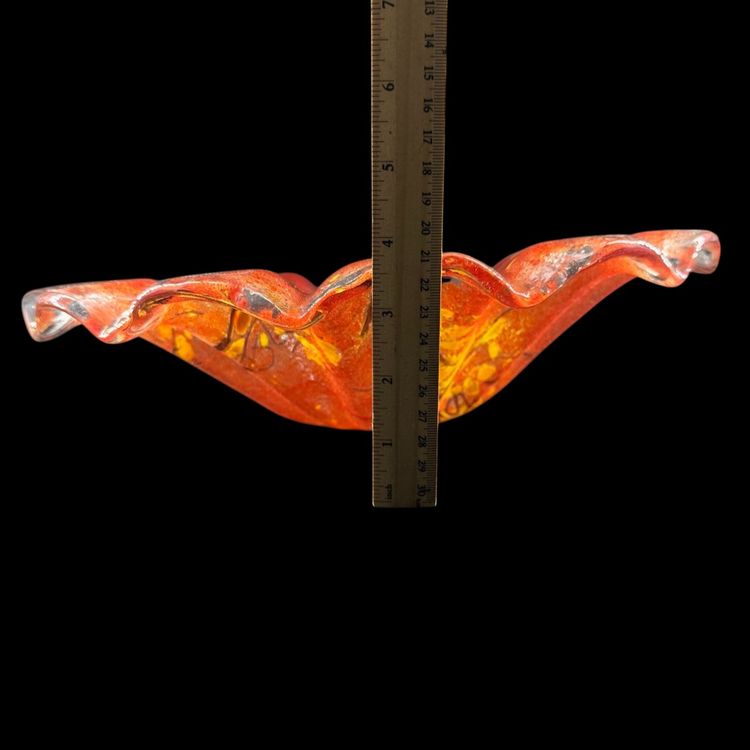 Orange Yellow Flower Fused Glass Console Bowl
