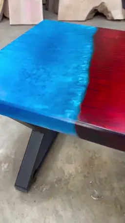 Fire and Ice Epoxy Resin with Dyed Curly Maple Coffee Table