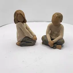 Handcrafted Willow Tree Wooden Figurines of "Caring  Children" 3 `/2"  ***READ