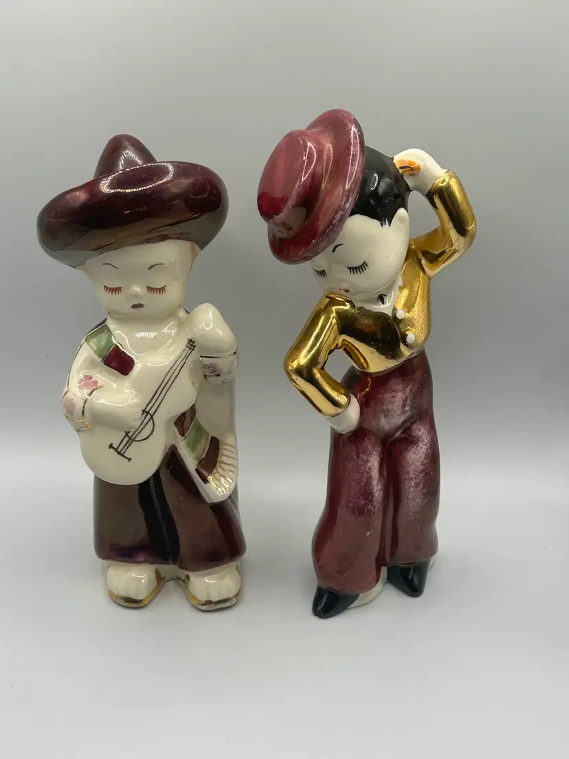 Vintage Ceramic Mexican Dancer And Musician Figurines. Made In Mexico