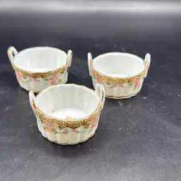Set Of 3 Moriage Nippon Basket Salt Cellars