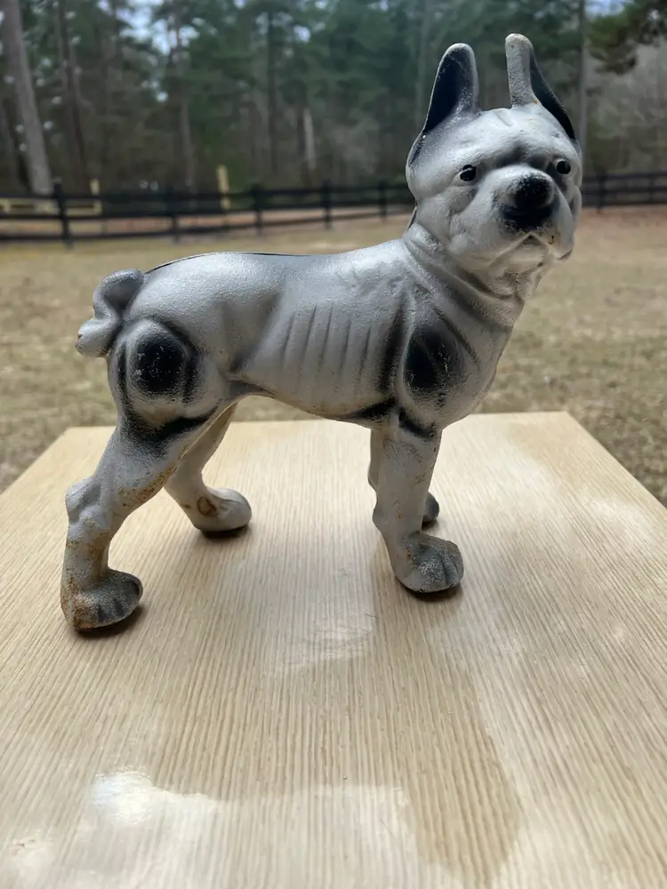 Antique Cast Iron Boston Terrier Bull Dog Door Stop  Vintage