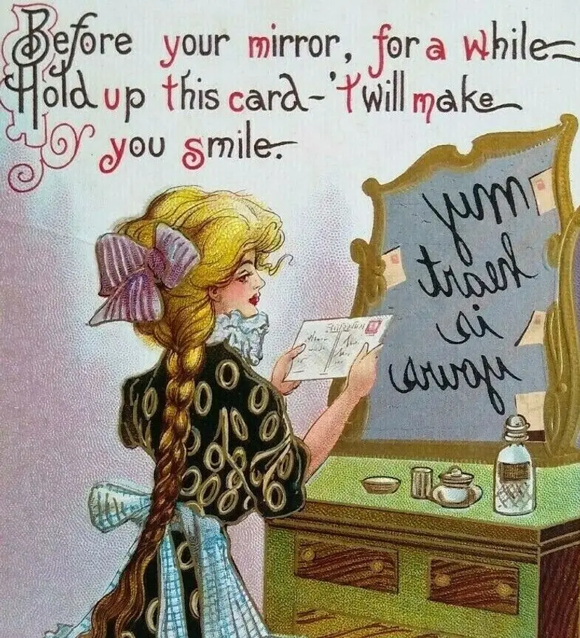 Victorian Lady Postcard Signed Dwig My Heart Is Yours Magic Mirror Series 30