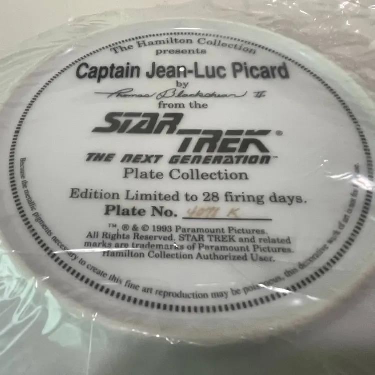 Star Trek The Next Generation Hamilton Plate Captain Jean-Luc Picard 1993