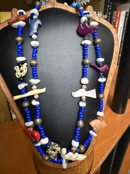 Vintage Animal “Fetish” Semi Precious Stone 36” Necklace