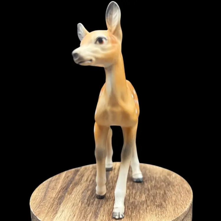 #235B Vintage Fine Bisque Porcelain Hand Painted Standing Deer/Fawn Figurine. 5” Tall
Stamped E1848