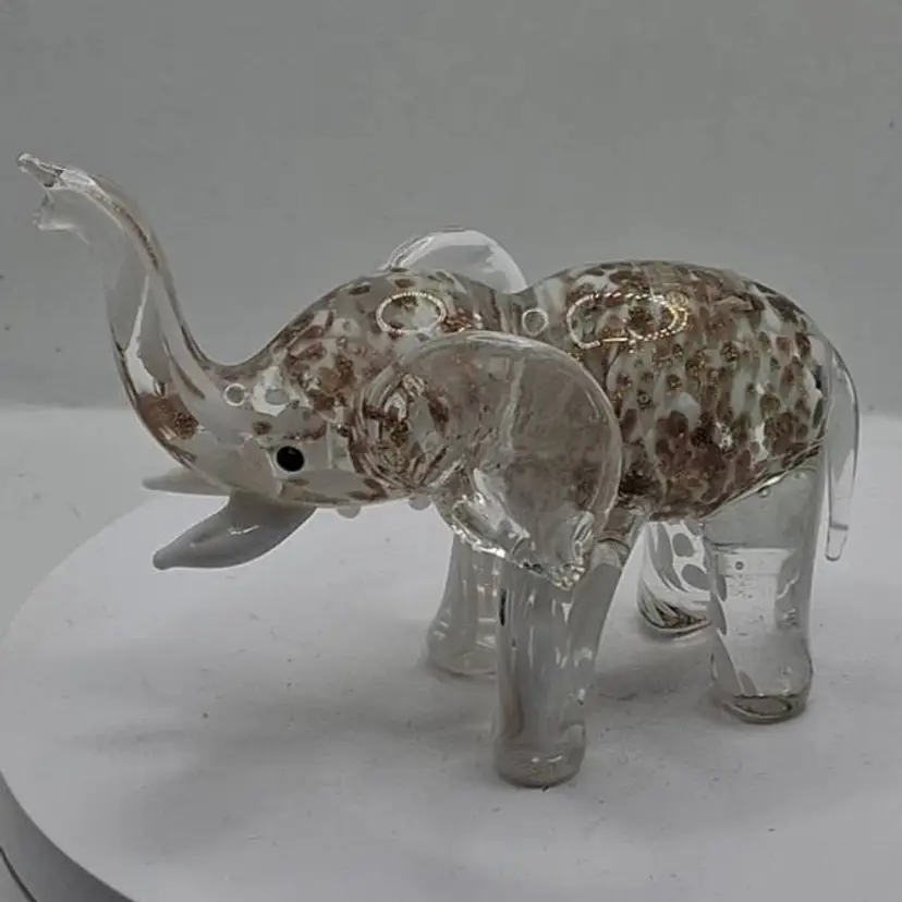 Vintage Lenox Art Glass White Splendor Elephant W/ Copper Aventurine Figurine