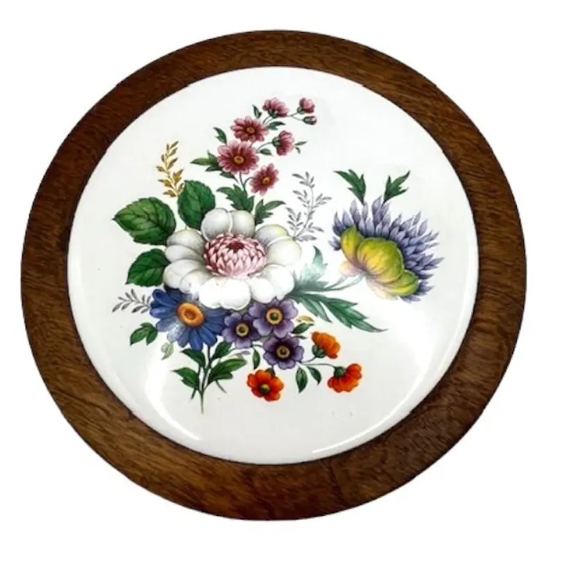 VTG Wood & Tile Hand Turned Trivet - Vermont Wood - Woodbury 7.5" dia