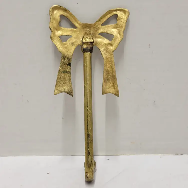 Vintage Brass Bow Hanger Coat Purse Hook Wreath Holder Wall Decor