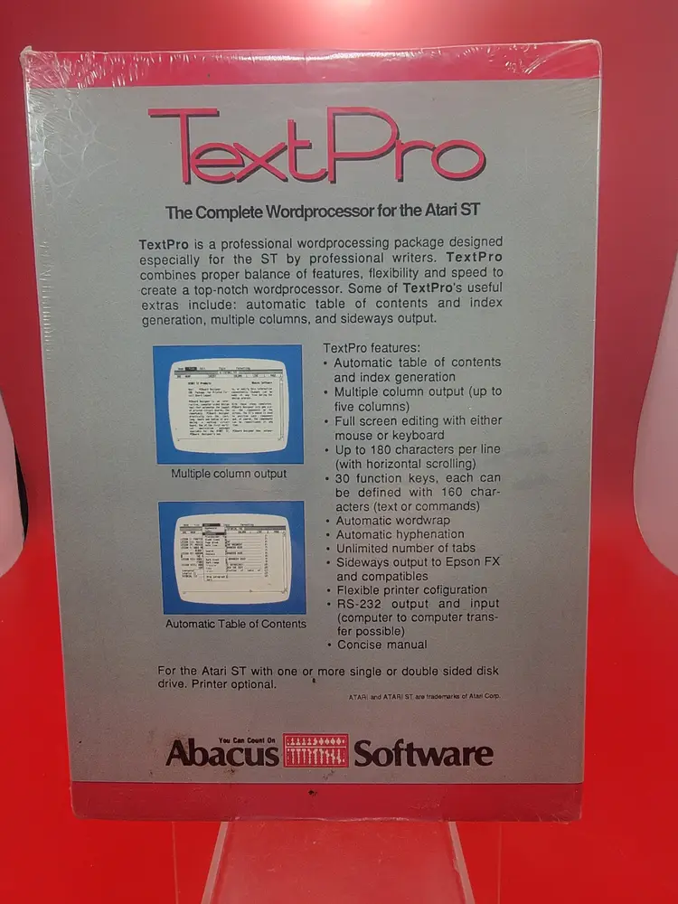 TextPro Abacus Software 1986 Atari ST Sealed/ New