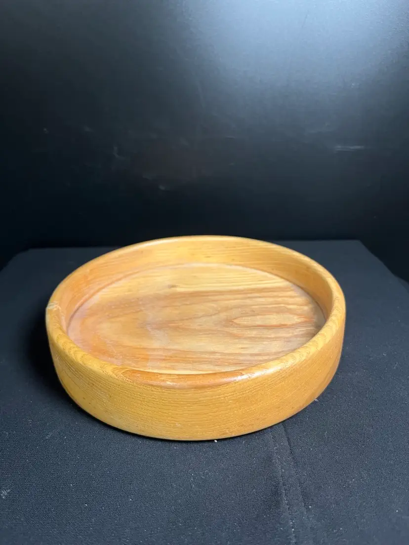 6.25" Diameter-All From Same Piece of Wood-Hand Turned Beautifully Grained Shallow Wooden Tray-Lot 53