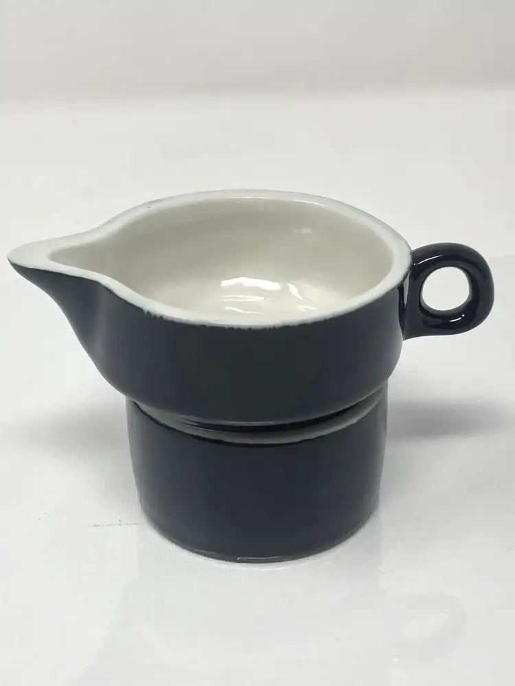 Black and White Hall China Creamer and Sugar