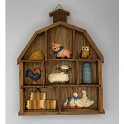 Wood Barn Shape Wall Decor With Farm Animals