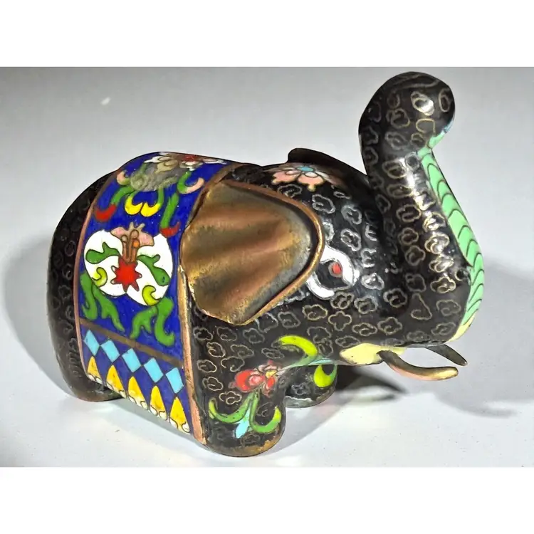 Vintage Chinese Cloisonné Elephant - 2”
