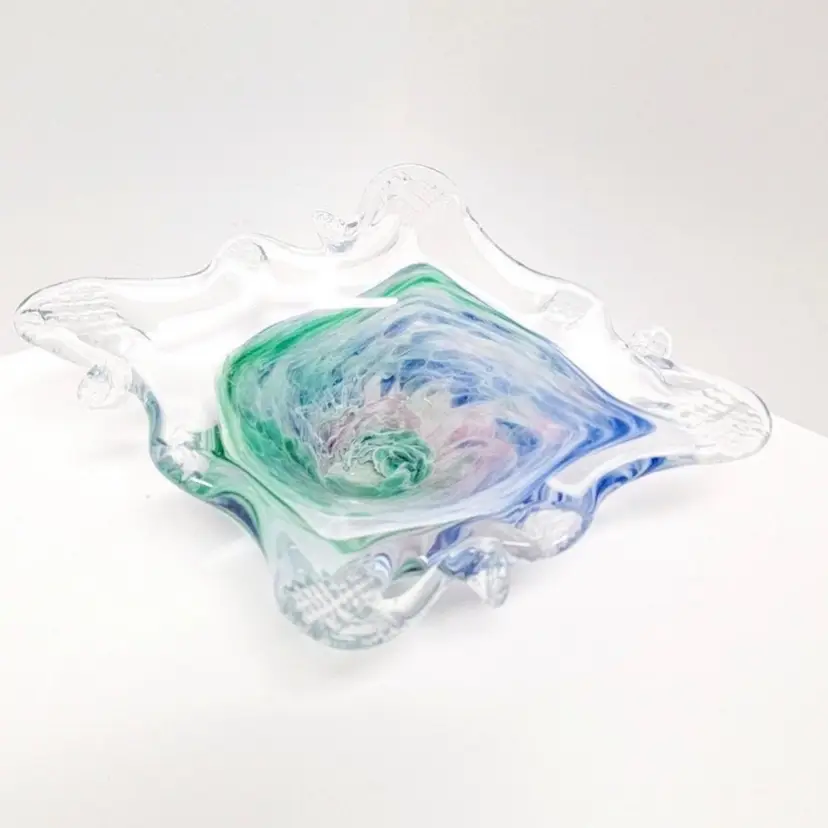 Art Glass Swirl Trinket Dish/Blue/Green/Pink/Art Glass/Glass Dish/Swirled Glass Dish/Home Decor/Trinket Dish/Candy Dish