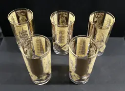 CERA World Countries 22K Gold Highball Glasses Set of 5