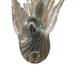 Murano Glass Bird Clear With Silver Adventurine