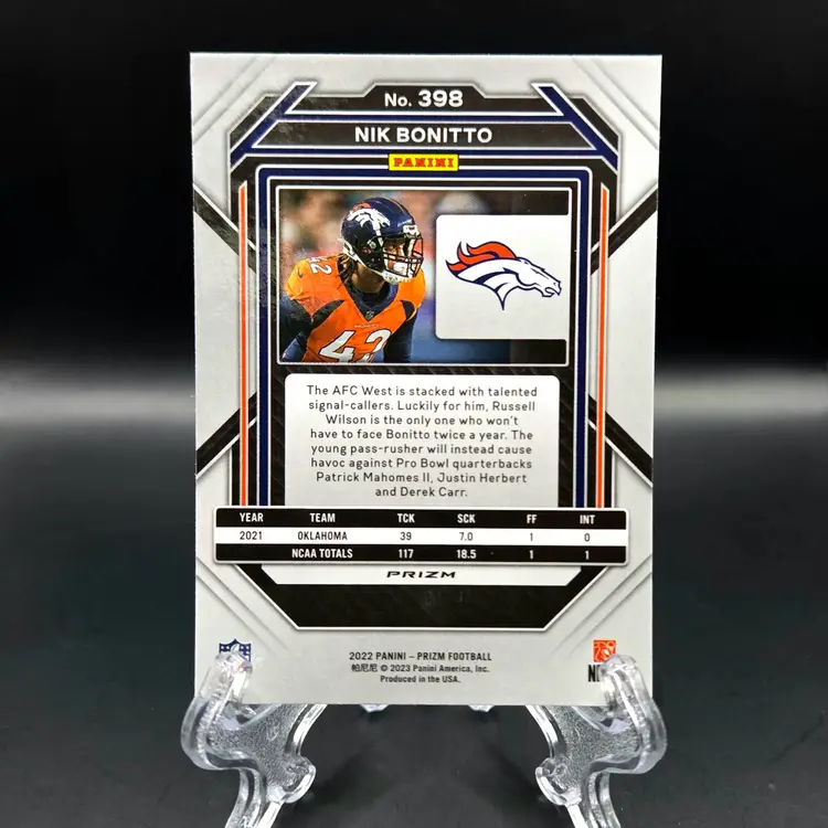 Nik Bonitto 2022 Prizm Red White & Blue RC Denver Broncos