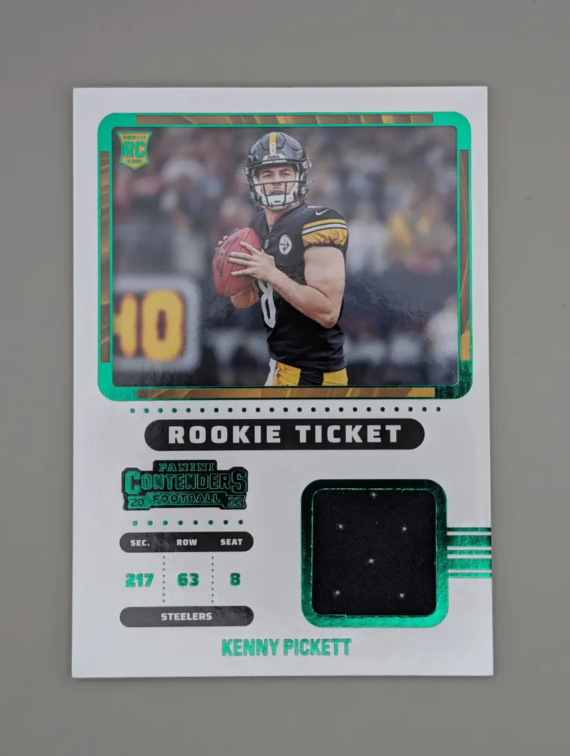 Kenny Pickett 2022 Panini Contenders Football Green Rookie Ticket Swatch (139) - Pittsburgh Steelers