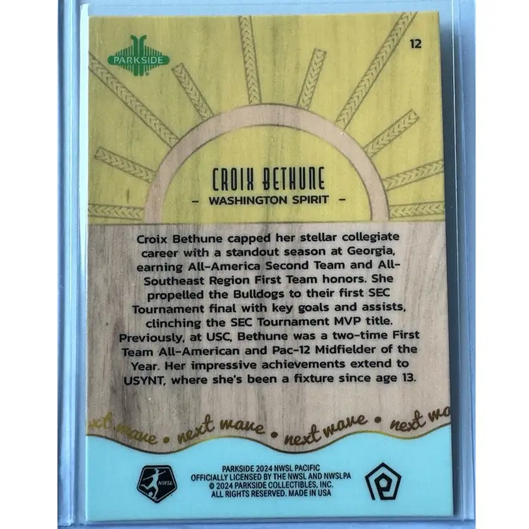 Croix Bethune 2024 Parkside Pacific Next Wave Washington Spirit #12