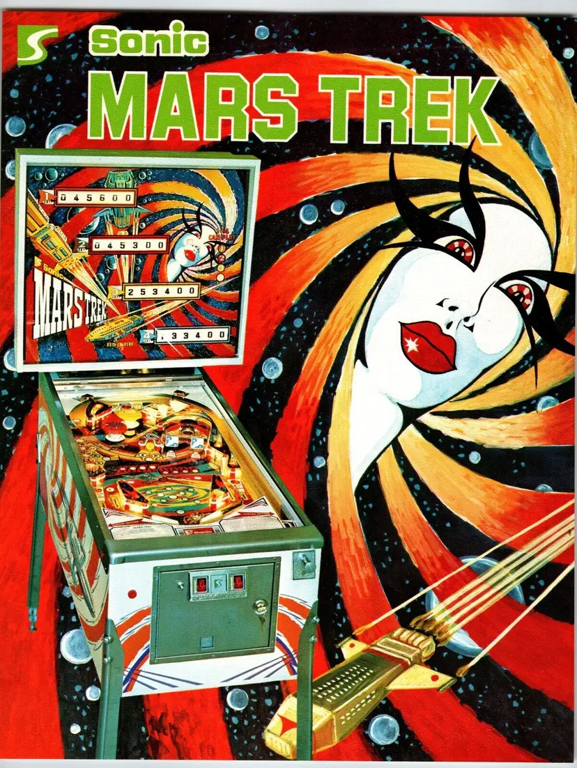 Mars Trek Pinball Machine FLYER Original 1977 Vintage Coin-Op Amusement Game Art