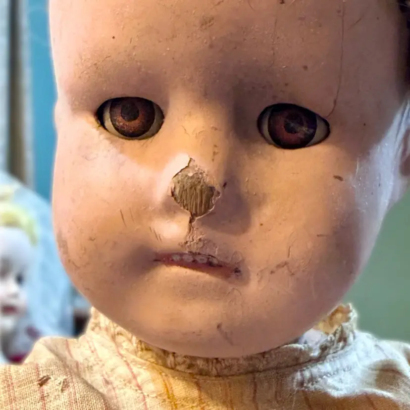 Antique Schoenhut Doll Wood Spring Jointed Sleep Eyes Creepy 16” Doll Original 1917 USA HTF Possibly Haunted 🙃
