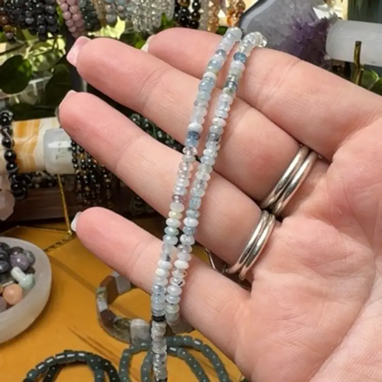 Aquamarine Faceted Rondell 2x4mm Bracelet