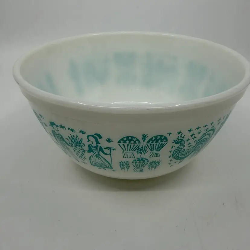 Vintage Pyrex Amish Butterprint Turquoise White Mixing Bowl #403 2 1/2 QT