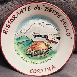 Hand Painted Ceramic Plate From A Restaurant In Cortina D’ Mezzo Italy